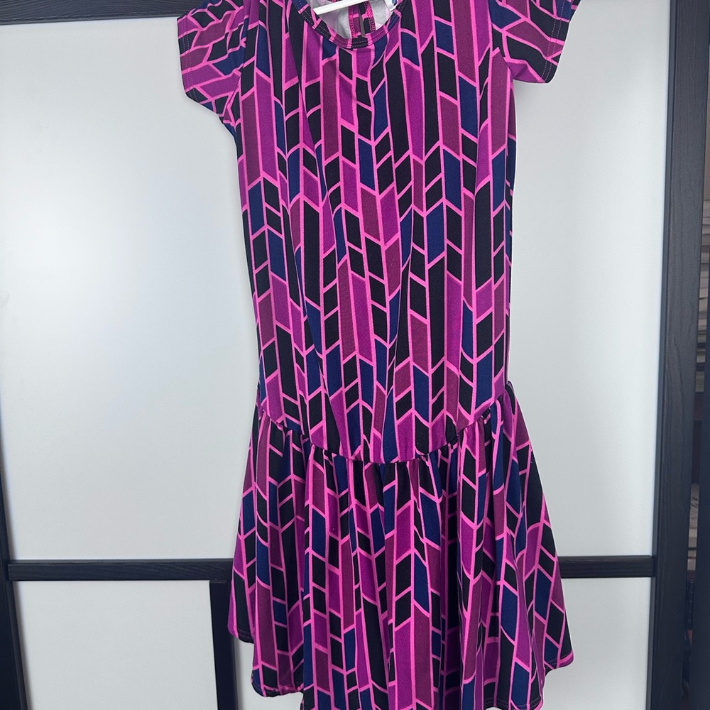 Dot Dot Smile Pink and Black Geometric Kids Dress